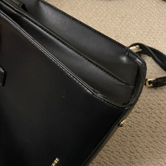 Anne Klein Black Satchel with Gold Accents - Picture 6 of 11